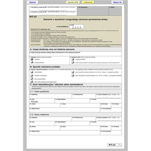 Formularz PIT-37