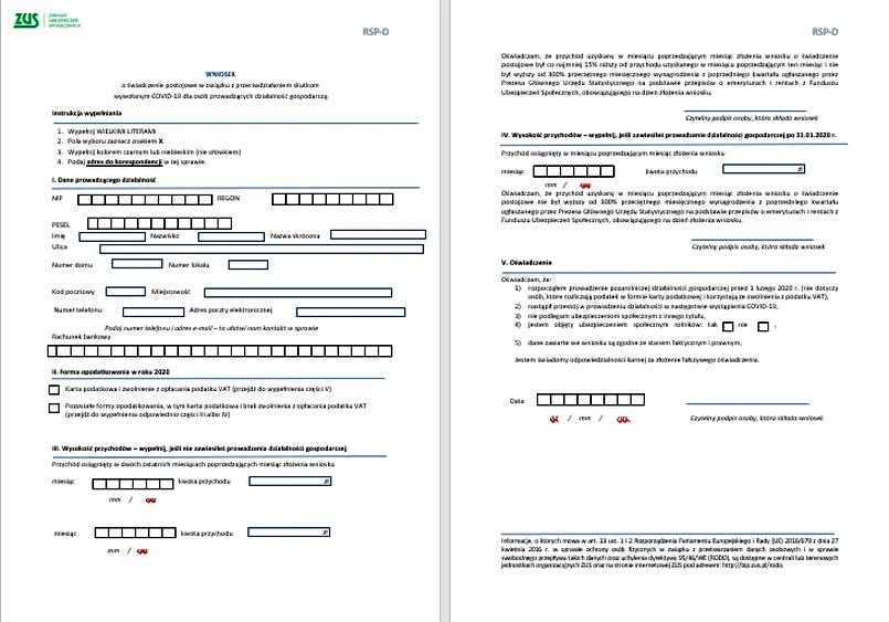 Formularz RSP-D