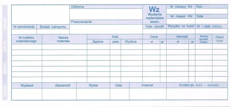 Wypełnianie dokumentu WZ